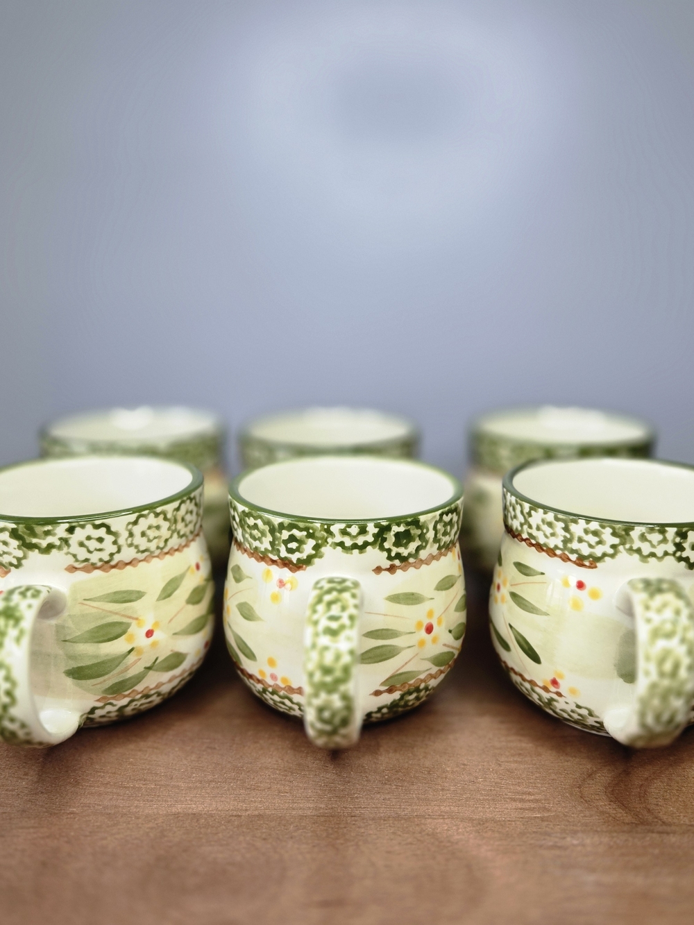 Temp-tations Old World Green Coffee Mugs Set 6 Matching 12 Oz Cups By Tara